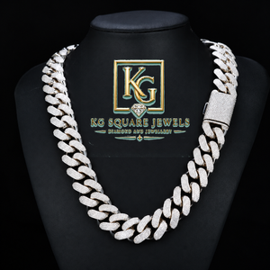 Collier chaîne cubaine en moissanite Ice Cubed, plaqué rhodium, argent 925, micro-incrustation, bijoux hip-hop - Product Image 1