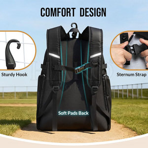 Lightweight Athlete Gear Baseball <b>Backpack</b> With Shoe Section And Side Bat Holders Comfortable Carry Straps For And Adult Players - Product Image 3