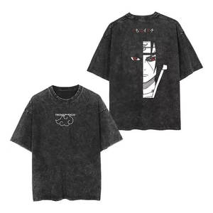 เสื้อยืดผ้าฝ้ายพิมพ์ลายอนิเมะญี่ปุ่นสไตล์วินเทจสำหรับผู้ชาย สไตล์สตรีทแวร์ แขนสั้นสีดำทรงหลวมใส่สบายสำหรับฤดูร้อน - Product Image 1