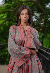 Vestido Largo con Estampado Floral y Cuello en V para Mujer, Manga Larga, Estilo Boho Holgado, Casual de Verano, 100% Algodón Ecológico con Borlas - Product Image 6