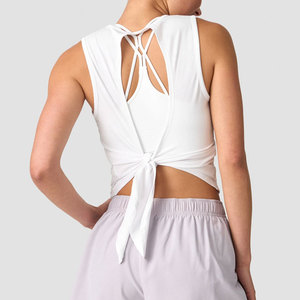 Nueva Camiseta Deportiva para Mujer, Diseño de Espalda Descubierta, Ajuste al Cuerpo, Alta Elasticidad, Poliéster y Spandex, Transpirable, Personalizable - Product Image 6