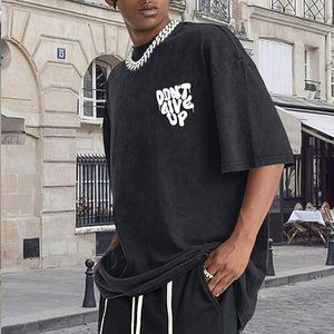 Camisetas Oversize para Hombre, Estampadas Vintage, Estilo Urbano, Lavado Ácido, con Estampado de Letras Positivas, Tops de Algodón - Product Image 3