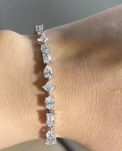 Moissanite Diamond Bracelet for Women and <b>Men</b>, Mix Cut Diamond 18k Bracelet For Wedding, Gold moissanite Bracelet - Product Image 1