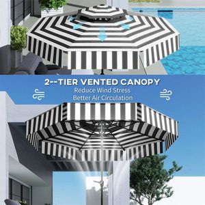 Ombrellone da Esterno Nero da 2,6 m con Protezione UPF 30+, Design Inclinabile, Elegante Ombrellone da Patio con Base - Product Image 5