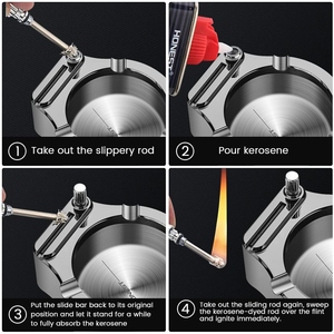 Retro American Style Smokeless Aluminum Round Cigarette Ashtray Multifunction <b>Lighter</b> Ten Thousand Match Set for Home Car Use - Product Image 4