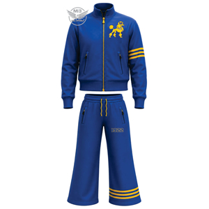 Nuevo diseño SG Rho, conjunto deportivo para mujer, amarillo dorado con bordado azul, estilo Poodle, manga larga, cintura alta, tejido, informal, para todas las temporadas - Product Image 1