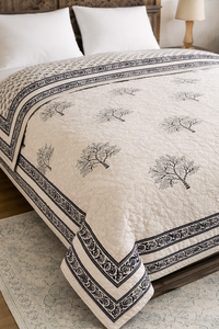 Couette légère et lavable en coton 100% écologique, imprimée à la main style Jaipuri Razai, taille Queen, très prisée - Product Image 2