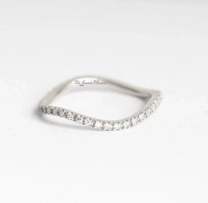 Minimalist Trendy Wedding Band Lab Grown Diamond 14K Rose <b>Silver</b> Diamond Wave <b>Ring</b> Moissanite <b>Eternity</b> Band Wedding Anniversary - Product Image 4
