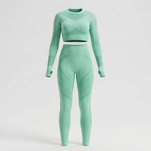Ensemble de yoga pour femmes, vêtements de sport respirants pour la gym, tenue de fitness, vêtements de sport athlétiques, hauts de sport pour la course à pied - Product Image 1