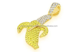 Collar con Colgante de Plata 925 Chapado en Oro, Diseño de Moda, Personalizado, con Forma de Piel de Plátano, Serie de Frutas con Piedras Naturales, para Niños - Product Image 5