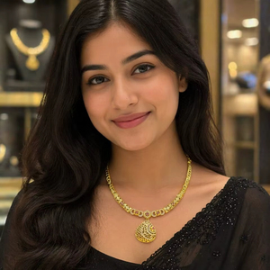 Indian Imitation 18K Gold Plated Brass Women's Trendy Lock Design Micro Insert Necklace <b>Set</b> Engagement Wedding Anniversary - Product Image 1