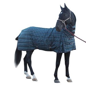 Couverture d'extérieur pour cheval, imperméable, en tissu Oxford 600D, bleu marine, avec grande rabat de queue et double fermeture poitrine, pour usage extérieur - Product Image 4
