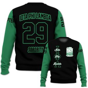 Sudadera Universitaria Personalizada Iota Phi Lambda, Negra y Verde Esmeralda, con el Escudo de la Hermandad Griega, Desde 1929, para Mujer - Product Image 4