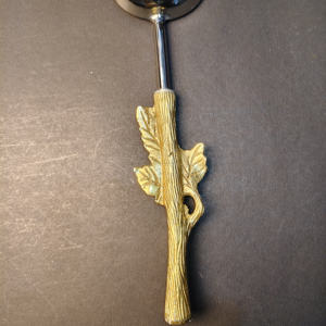 Cuchara de Sopa Redonda con Mango Decorativo de Hoja de Otoño Dorada, Cuchara de Acero Inoxidable de Lujo con Diseño de Rama para Vajilla de Cena Navideña - Product Image 6