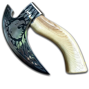 Burraq Hache à pizza industrielle DIY en acier au carbone, fabriquée à la main, avec manche en bois de rose et étui en cuir, 10 pouces, pour l'extérieur, cadeau Fête des Pères - Product Image 3