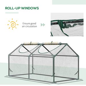 Mini serra portatile 120x60x60 cm con copertura in PVC e finestre avvolgibili con cerniera per giardino interno/esterno - Product Image 6