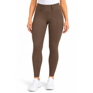 Collants d'équitation taille haute pour femmes avec grip en silicone, leggings équestres extensibles, jambières ajustées avec poches pour cavaliers - Product Image 1