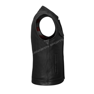 Custom Men's Casual Winter Breathable Windproof Real <b>Leather</b> <b>Sleeveless</b> Motorcycle Vest <b>Jacket</b> Custom Logo for Street Riders - Product Image 3