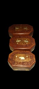 Caja de Joyería de Madera Hecha a Mano con Incrustaciones de Latón, Estuche Octagonal para Almacenamiento, Organizador de Anillos y Regalos - Product Image 3