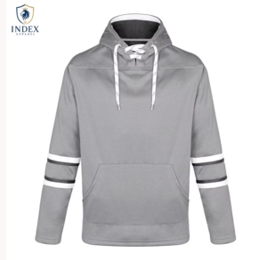 Maillot de hockey sur glace gris à capuche pour homme INDEX APPAREL, manches longues, poches rayées, évacuation de l'humidité, coupe classique, toutes saisons - Product Image 1