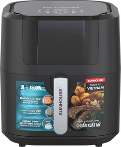 Friteuse à air SUNHOUSE 9L 1800W, cuisson rapide à 360 degrés, affichage LED, contrôle numérique, cuisson, électrique, antiadhésive, simple, pour comptoir - Product Image 2