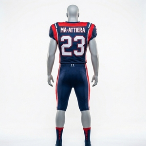 Uniforme de football américain MA-ATTIERA pour hommes, ensemble de maillot et pantalon en polyester respirant, numéro 23, design rouge, bleu et blanc - Product Image 2