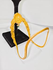 Joyería de templo Lakshmi de oro macizo de 22k, brazalete de oro amarillo auténtico, Bajuband Vanki, joyería nupcial tradicional del sur de la India para mujeres. - Product Image 3