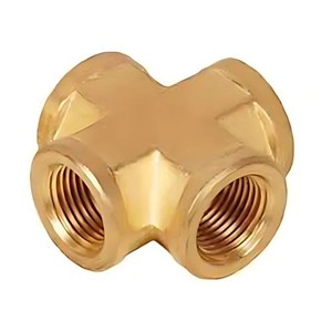 Conector en Cruz de Latón Forjado OEM de 4 Vías con Rosca Hembra NPT de 1/4'' Igual, Conector Hexagonal Bajo para Tuberías AOL-027 - Product Image 3