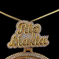 Pendentif mémoire glacé en argent 925 plaqué or Hiphop personnalisé avec diamant Moissanite VVS Caractéristiques Nom personnalisé Bail IGI Certified