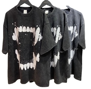 เสื้อยืดโอเวอร์ไซส์สไตล์วินเทจฟอกสีแบบแอซิดวอชสำหรับผู้ชาย ผ้าฝ้าย 100% และโพลีเอสเตอร์ เสื้อยืดฟอกสีแบบแอซิดวอชขายส่ง - Product Image 1