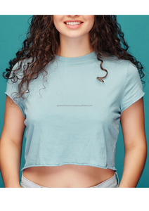 Camisetas de Verano para Mujer, Corte Ajustado, 100% Algodón, Estilo Retro, Lavado Ácido, Tejido de Punto, Logotipo Personalizado, Venta al Por Mayor - Product Image 6