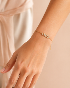 Minimalist 18K Solid Gold Yellow Gold <b>Bracelet</b> with <b>Baguette</b> Cut Natural Diamonds Women's Everyday Wear - Product Image 1