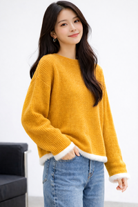 Suéteres Casuales Holgados y Gruesos de Otoño para Mujer, de Secado Rápido, con Diseño de Parches, Tejido Holgado, Antiarrugas, Transpirable, de Poliéster/Algodón - Product Image 5