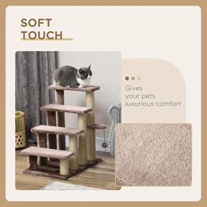 Tiragraffi per Gatti a 4 Livelli Marrone in MDF, Struttura per Arrampicata con Pali Tiragraffi per Letti Alti e Divani, Confezionato in Cartone - Product Image 6