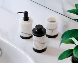 Juego de Accesorios de Baño de Lujo en Mármol Blanco y Negro, Ecológico y Duradero, para Hogar y Restaurante - Product Image 1