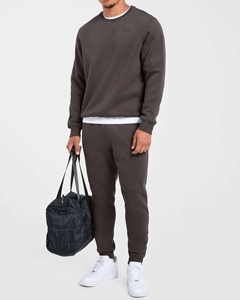 High Quality Heavyweight Cotton Men’s Tracksuit Set – Custom Blank Charcoal Sweatshirt & <b>Jogger</b> 2 Piece Sweatsuit, Premium - Product Image 1