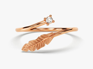 Bague ouverte en or jaune 14 carats avec diamant solitaire cultivé en laboratoire - Product Image 5