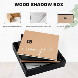 Homco Factory High Quality Custom Classic HD Glass Black <b>White</b> Wood <b>Square</b> Wood Picture Photo <b>Frame</b> Shadow Box With Hook - Product Image 5