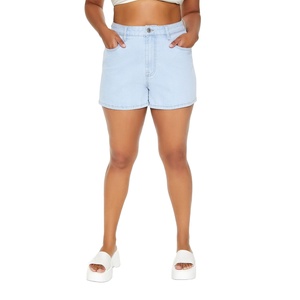 Pantalones cortos de mezclilla de estilo recto lavado oscuro de talla grande para mujer, ropa informal de cintura alta, pantalones cortos de mezclilla de talla grande para mujer - Product Image 5