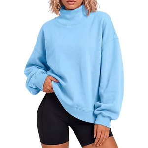 Sudadera de cuello alto para mujer, personalizada, de forro polar, manga larga, informal, cálida, deportiva, ropa de calle, para invierno - Product Image 1