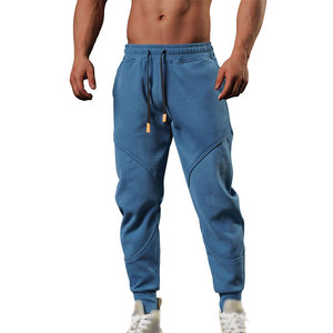 Men's Black Sweatpants Elastic Waist Drawstring Casual <b>Joggers</b> With Custom Logo Right Leg Polyester Cotton Blend Sweatpants - Product Image 6