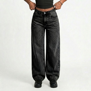 Jeans de mezclilla retro americanos de diseño único, pantalones rectos holgados para mujer, jeans de pierna ancha para mujer - Product Image 5