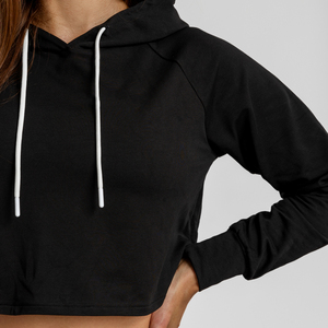 High Quality Winter Streetwear Hip Hop Women Crop <b>Top</b> Hoodie Custom Design 100% Cotton Front - Product Image 3