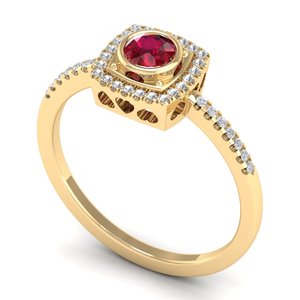 เครื่องประดับ REYES แหวนแต่งงานเพชรทองคำแท้ 14K สีเหลือง พร้อมใบรับรอง IGI สำหรับผู้หญิง เพชรทรงกลม 0.25 กะรัต ประดับพลอยทับทิม - Product Image 2