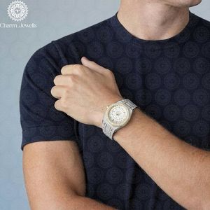Montre de luxe pour homme Charm Jewells en acier inoxydable, cadran 40 mm, lunette sertie de diamants, mouvement mécanique analogique, résistance à l'eau 10 bars, bouton poussoir - Product Image 2