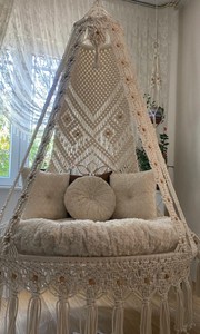 Columpio doble de macramé para patio, columpio de macramé, columpio colgante de macramé, silla de macramé, columpio de jardín, regalo de inauguración de casa - Product Image 3