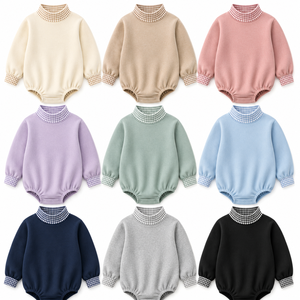 Conjunto de Ropa de Una Pieza para Bebés e Infantes, Primavera-Otoño, con Cuello Alto, Sudadera Holgada Transpirable, Romper de Burbujas - Product Image 2