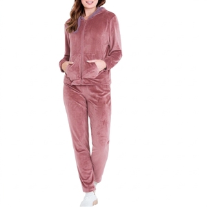 Women's <b>Plus</b> <b>Size</b> <b>Velour</b> <b>Tracksuit</b> Set Hooded Full Length Solid Color Fleece Zipper Fly Casual Winter Wear - Product Image 4