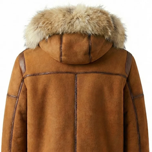 Men's Premium Leather Shearling <b>Jacket</b> Genuine Sheepskin Fur <b>Lined</b> Winter Aviator Coat Durable Warm Elegant Style Wear - Product Image 4
