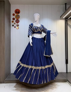 Lehenga Choli en tissu Vatican avec bordure à miroirs épaisse de 8 mètres, Dupatta en cambrass à motifs plaqués, pour mariage et fêtes - Product Image 1